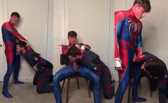 Watch porn video Spiderman Troy Blown by Cap KYLE